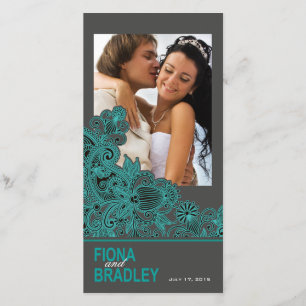 Aztec Paisley Dank je blauwgroen houtskool Bedankkaart