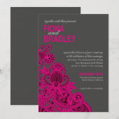 Aztec Paisley Wedding fuschia-houtskool Kaart (Voorkant / Achterkant)