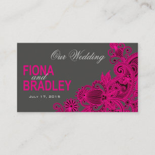 Aztec Paisley Wedding Website - fuschia Informatiekaartje