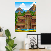Aztec palace | AI Art Poster (Thuiskantoor)