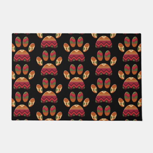 Aztec Pattern Dog Paw Deurmat (Voorkant)