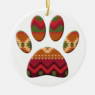 Aztec Pattern Dog Paw Keramisch Ornament
