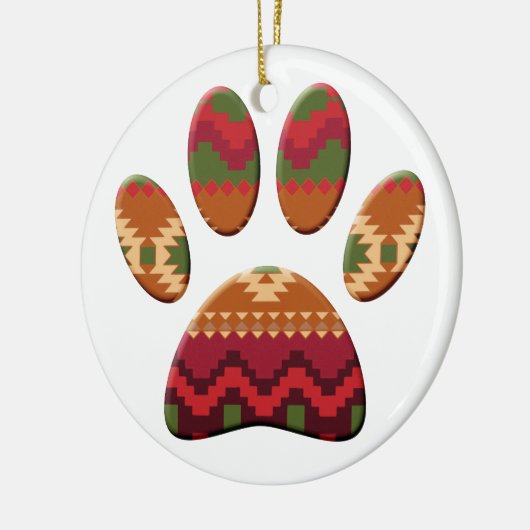 Aztec Pattern Dog Paw Keramisch Ornament (Links)