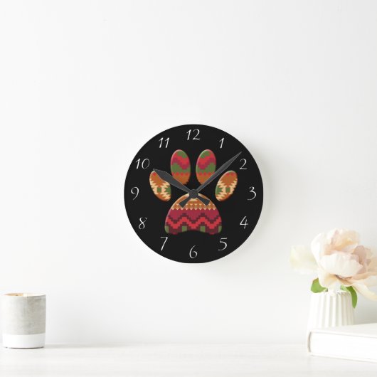 Aztec Pattern Dog Paw Ronde Klok (Huis)