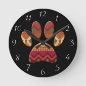 Aztec Pattern Dog Paw Ronde Klok (Voorkant)