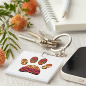 Aztec Pattern Dog Paw Sleutelhanger (Voorkant Rechts)