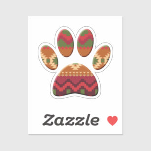 Aztec Pattern Dog Paw Sticker
