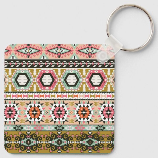 Aztec Pattern Tribal Art Sleutelhanger (Achterkant)