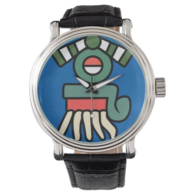 Aztec Rain Sign (quiahuitl) Watch Horloge (Voorkant)