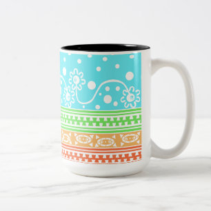 Aztec ritssluiting in pasteltinten tweekleurige koffiemok