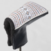 Aztec rood grijs wit gemengd motieven patroon golfheadcover (3/4 voorkant)
