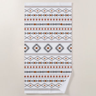 Aztec rood grijs wit gemengd motieven patroon strandlaken