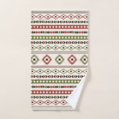 Aztec Rust Green Black Cream Mixed Motifs Pattern Bad Handdoek (Handdoek)