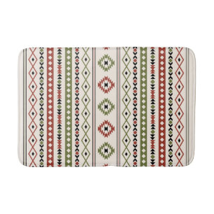 Aztec Rust Green Blk Crm Mixed Motifs (V) Pattern Badmat