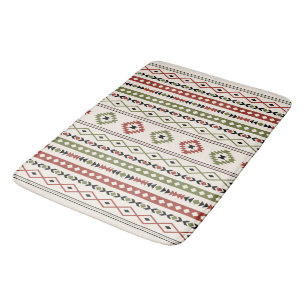 Aztec Rust Green Blk Crm Mixed Motifs (V) Pattern Badmat