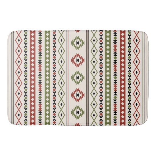 Aztec Rust Green Blk Crm Mixed Motifs (V) Pattern Badmat (Voorkant)