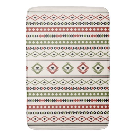 Aztec Rust Green Blk Crm Mixed Motifs (V) Pattern Badmat (Voorkant Verticaal)