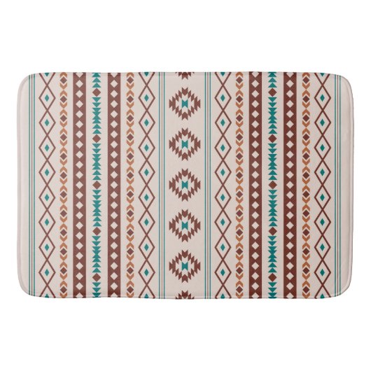 Aztec Rusts Blauwgroen Cream Mixed Motifs Pattern Badmat (Voorkant)