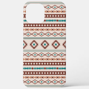 Aztec Rusts Blauwgroen Cream Mixed Motifs Pattern iPhone 12 Pro Max Hoesje