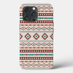 Aztec Rusts Blauwgroen Cream Mixed Motifs Pattern iPhone 13 Pro Hoesje