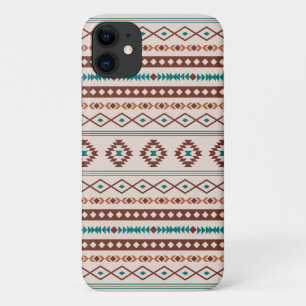 Aztec Rusts Blauwgroen Cream Mixed Motifs Pattern iPhone 11 Hoesje
