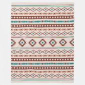 Aztec Rusts Blauwgroen Cream Mixed Motifs Pattern Fleece Deken (Voorkant)