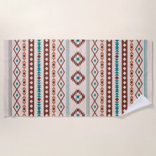 Aztec Rusts Blauwgroen Cream Mixed Motifs Pattern Strandlaken