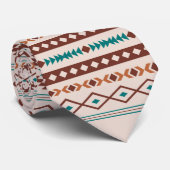 Aztec Rusts Blauwgroen Cream Mixed Motifs Pattern Stropdas (Opgerold)