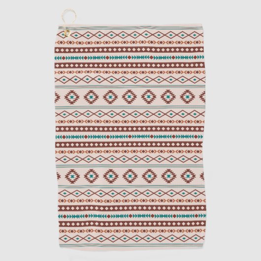 Aztec Rusts Blauwgroen Cream Mixed Motifs RPT Patt Golfhanddoek (Voorkant)