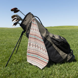 Aztec Rusts Blauwgroen Cream Mixed Motifs RPT Patt Golfhanddoek