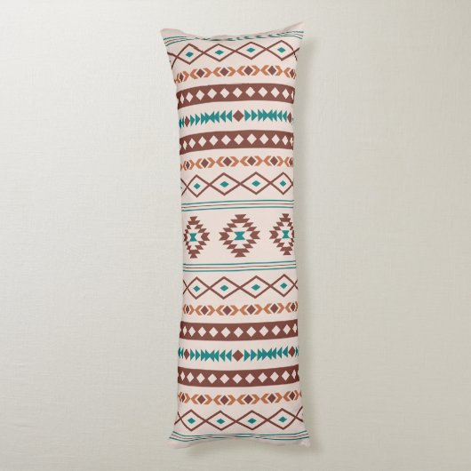 Aztec Rusts Blauwgroen Cream Mixed Motifs V Patter Lichaamskussen (Achterkant (Verticaal))