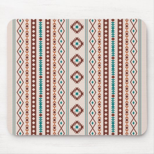 Aztec Rusts Blauwgroen Cream Mixed Motifs V Patter Muismat (Voorkant)