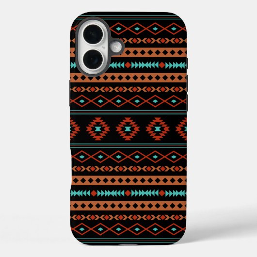 Aztec Rusts Blauwgroen zwarte gemengde motieven Case-Mate iPhone Case (Achterkant)