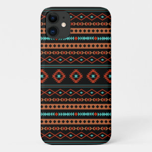 Aztec Rusts Blauwgroen zwarte gemengde motieven iPhone 11 Hoesje