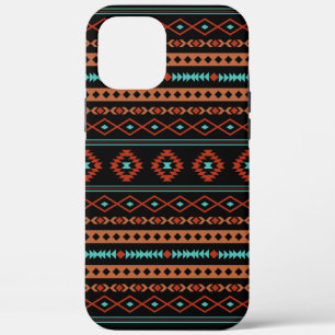 Aztec Rusts Blauwgroen zwarte gemengde motieven iPhone 12 Pro Max Hoesje