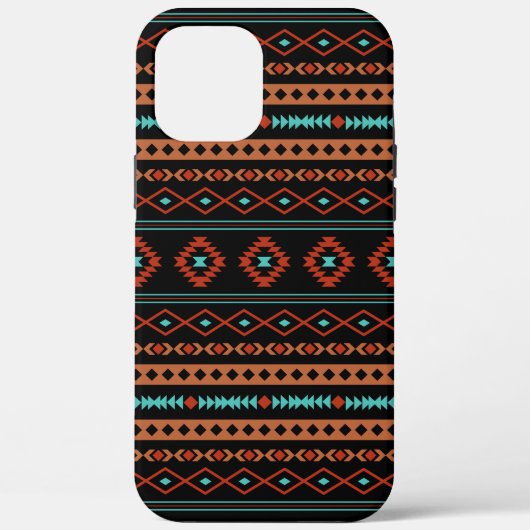 Aztec Rusts Blauwgroen zwarte gemengde motieven Case-Mate iPhone Case (Achterkant)