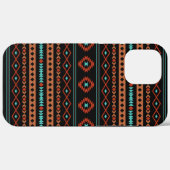 Aztec Rusts Blauwgroen zwarte gemengde motieven Case-Mate iPhone Case (Achterkant (horizontaal))