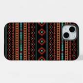 Aztec Rusts Blauwgroen zwarte gemengde motieven iPhone Hoesje (Achterkant horizontaal)