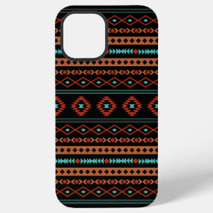 Aztec Rusts Blauwgroen zwarte gemengde motieven iPhone 12 Pro Max Hoesje
