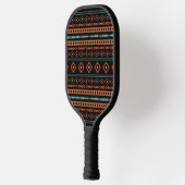 Aztec Rusts Blauwgroen zwarte gemengde motieven Pickleball Paddle (Links)