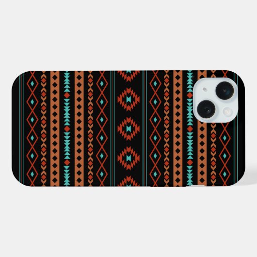 Aztec Rusts Turquoise Noir Motifs mélangés Motif (Verso Horizontal)