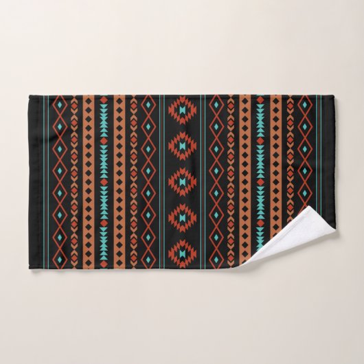 Aztec Rusts Turquoise Noir Motifs mélangés Motif (Serviette à main)