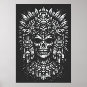 Aztec Schedel Hoofddeksel door BurnsInHell Poster