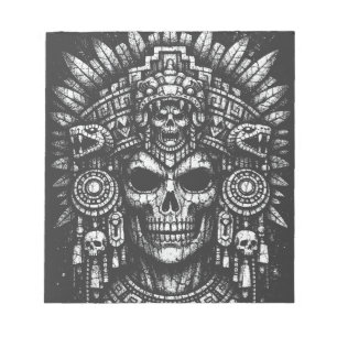 Aztec Schedel Hoofdtooi door BurnsInHell Notitieblok