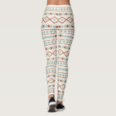 Aztec Shapes LG Pattern Rust Blauwgroen Cream Leggings (Achterkant)
