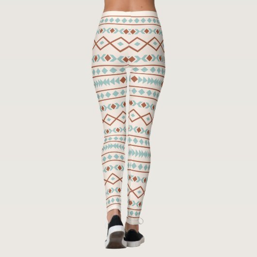 Aztec Shapes LG Pattern Rust Blauwgroen Cream Leggings (Achterkant)