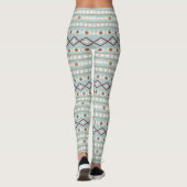 Aztec Shapes LG Pattern Rusts Cream Blauwgroen-Blu Leggings (Achterkant)