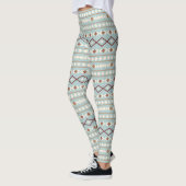 Aztec Shapes LG Pattern Rusts Cream Blauwgroen-Blu Leggings (Links)