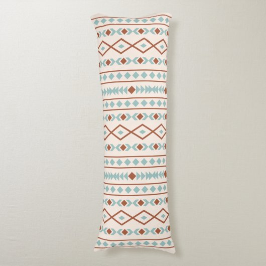 Aztec Shapes LG V Pattern Rust Blauwgroen Cream Lichaamskussen (Voorkant Verticaal)
