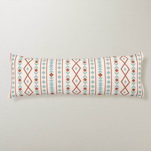 Aztec Shapes LG V Pattern Rust Blauwgroen Cream Lichaamskussen (Voorkant)